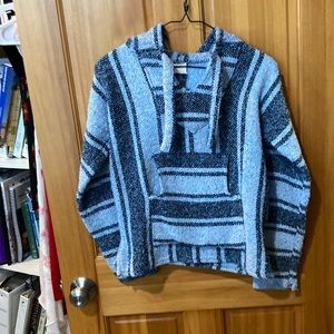 Size 8-10 beach jacket hoodie pullover blue stripes